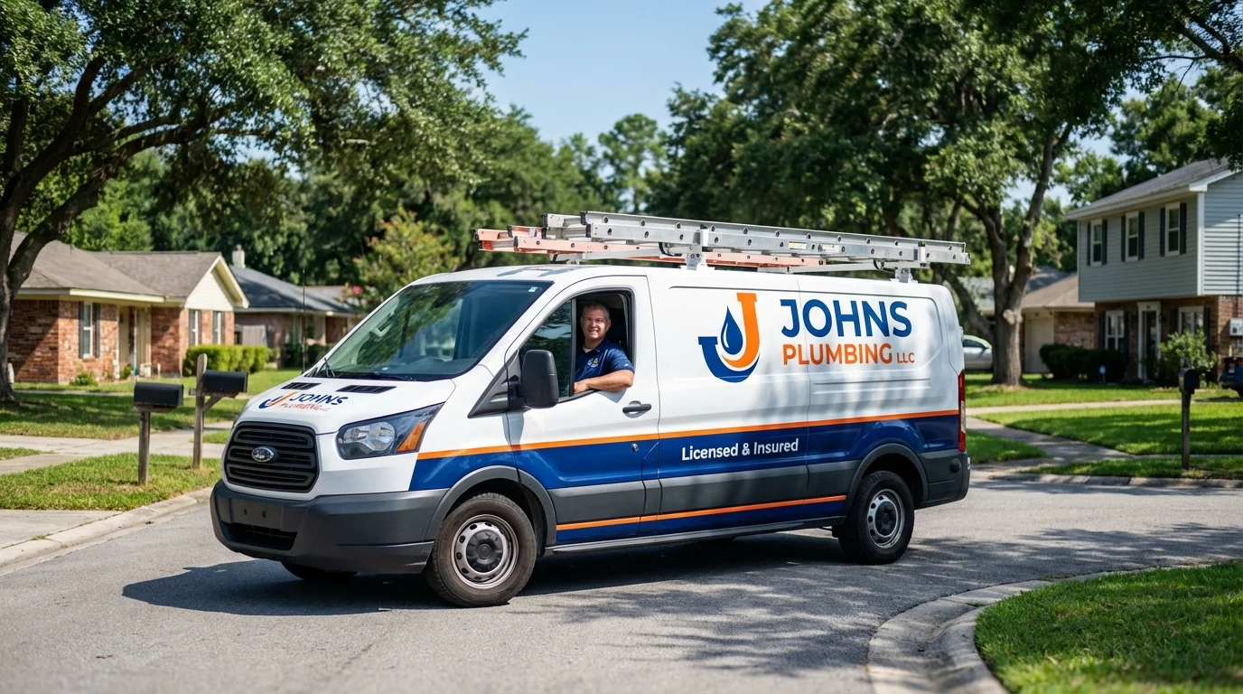 Johns Plumbing LLC service van in Saint John, IN