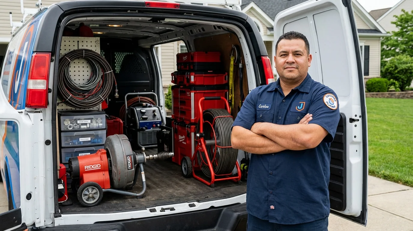 Professional drain cleaning equipment and Johns Plumbing LLC plumber in Saint John