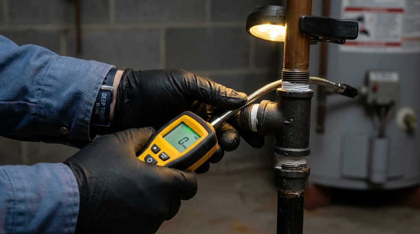 Gas leak detection with electronic sniffer by Johns Plumbing LLC in Saint John