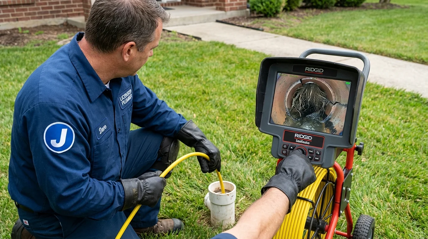 Sewer camera inspection being performed by Johns Plumbing LLC in Saint John